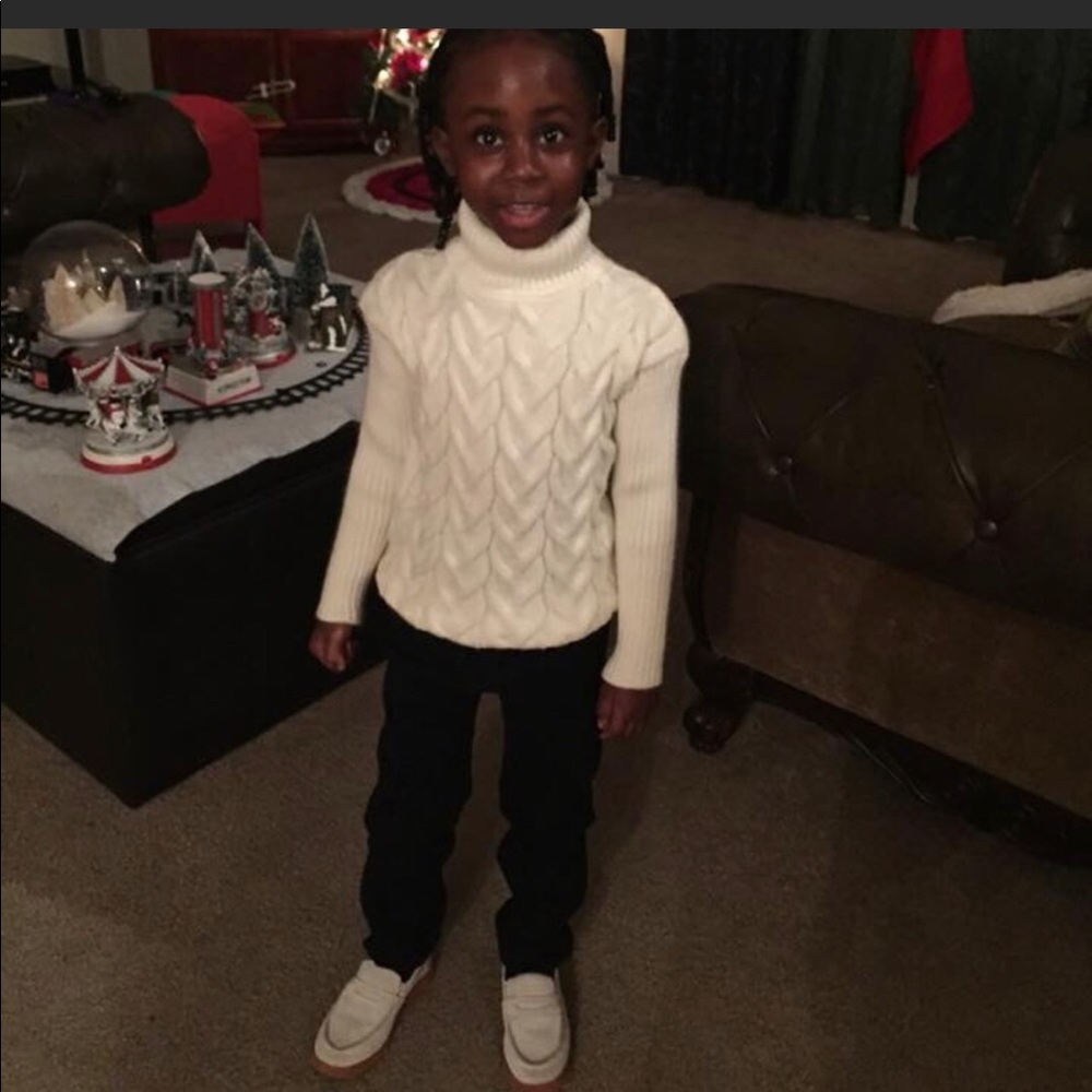 Cream Cable Kid Turtleneck Sweater